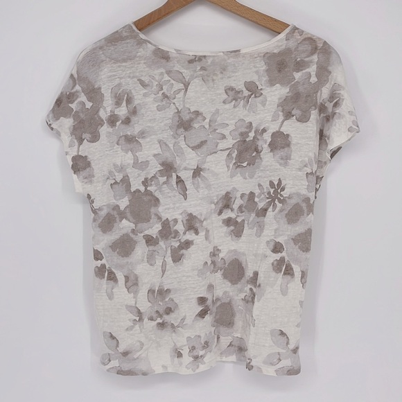 Cynthia Rowley 100% Linen Watercolor Floral Short Sleeve Tee - Picture 5 of 5